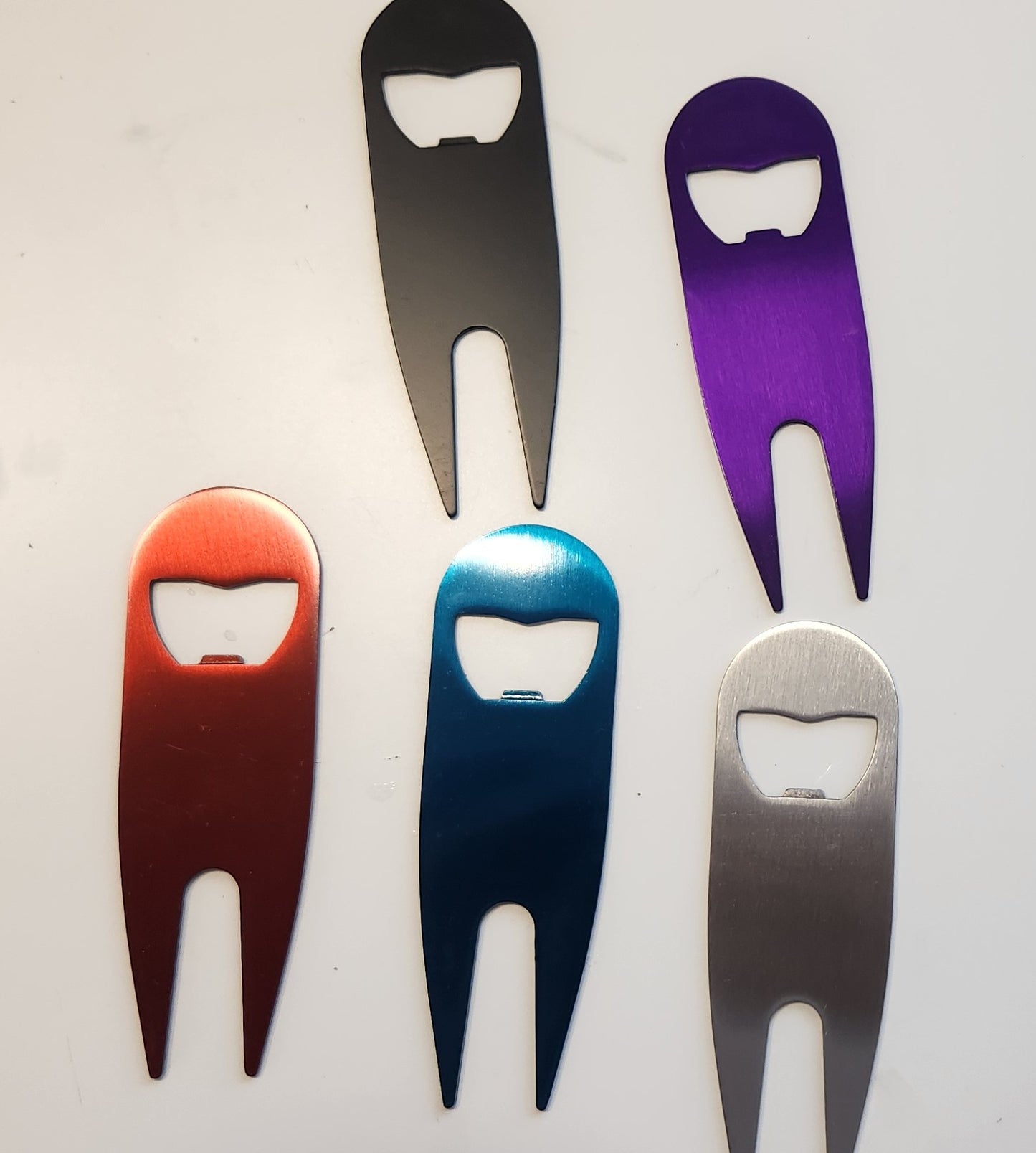 Custom Divot Tool with Bottle Opener; Avilable in Red, Black, Blue, Purple, Silver