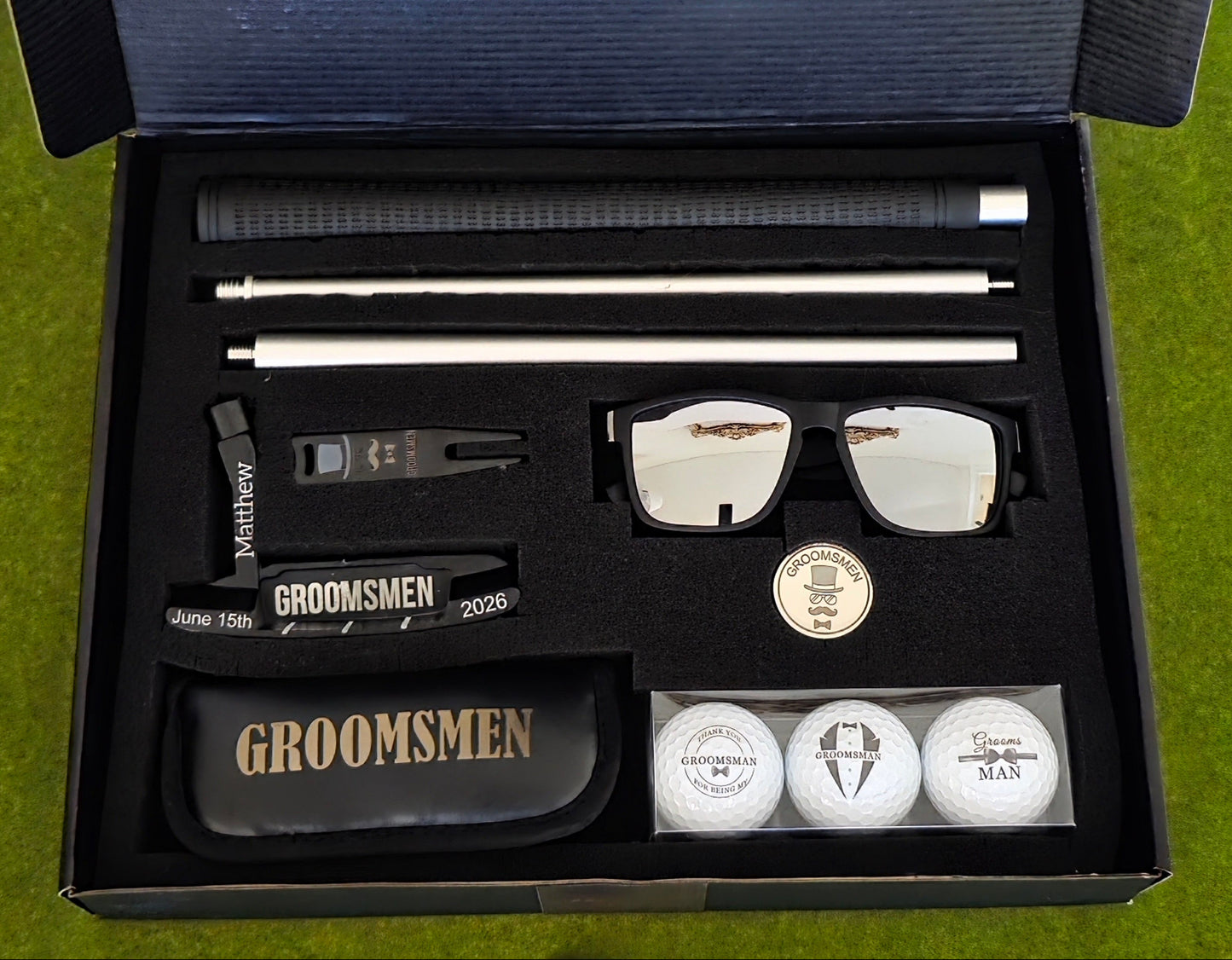 groomsmen golf gift
personalized putter set
wedding party golf gift
custom golf gift for men
engraved groomsmen gift
last minute wedding gift
golf gift box for groomsman
bachelor party golf gift
groom gift for groomsmen
golf accessories gift set