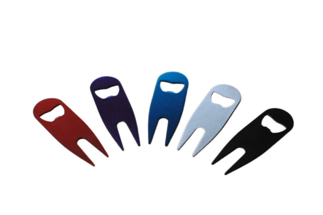 Custom Divot Tool with Bottle Opener; Avilable in Red, Black, Blue, Purple, Silver