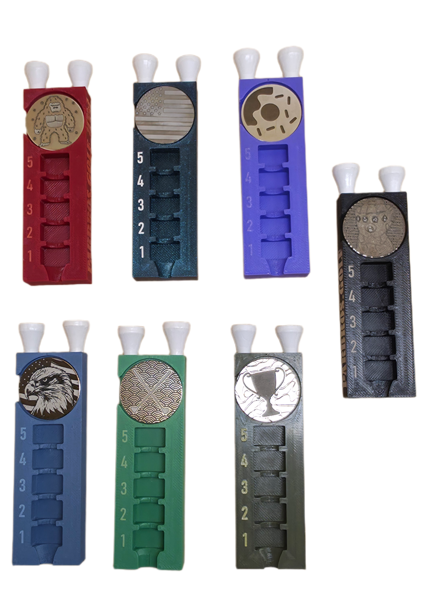 Tee Stopper with Ball Marker Holder; Set of 2