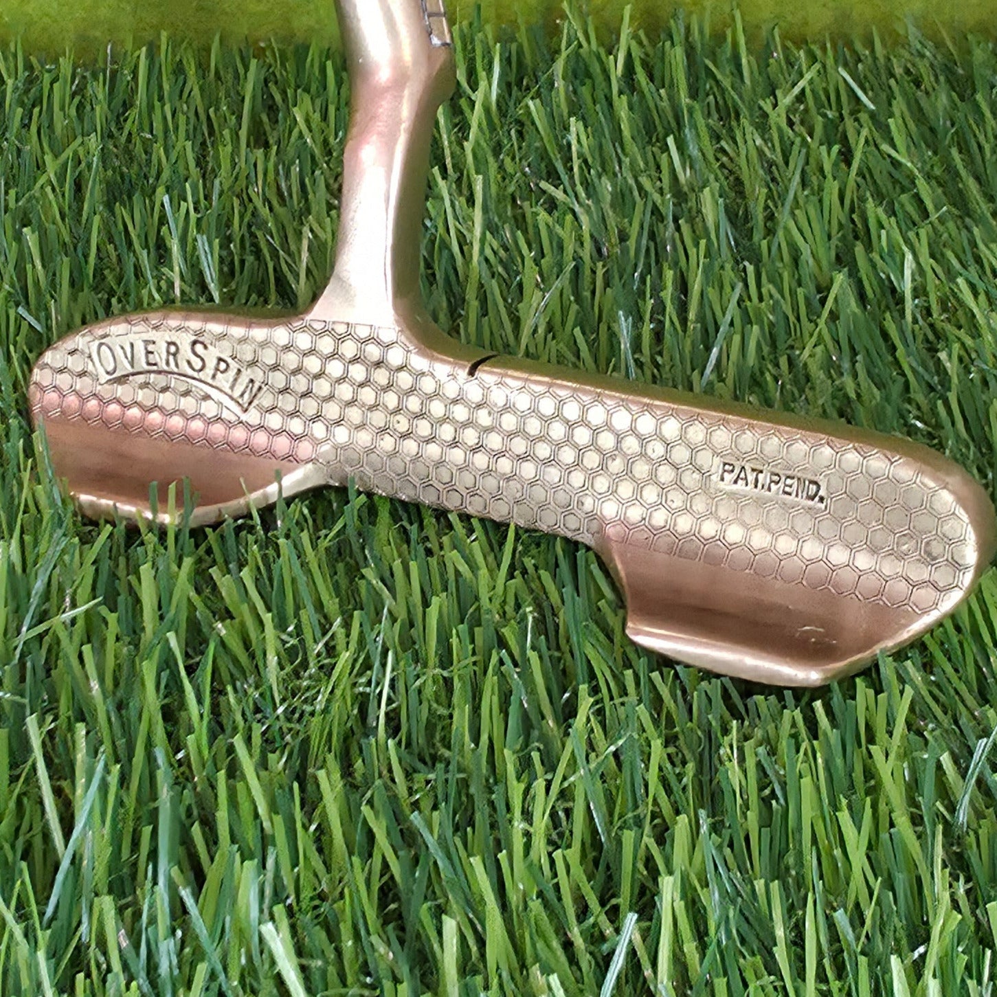 Golf putter on a green grass surface