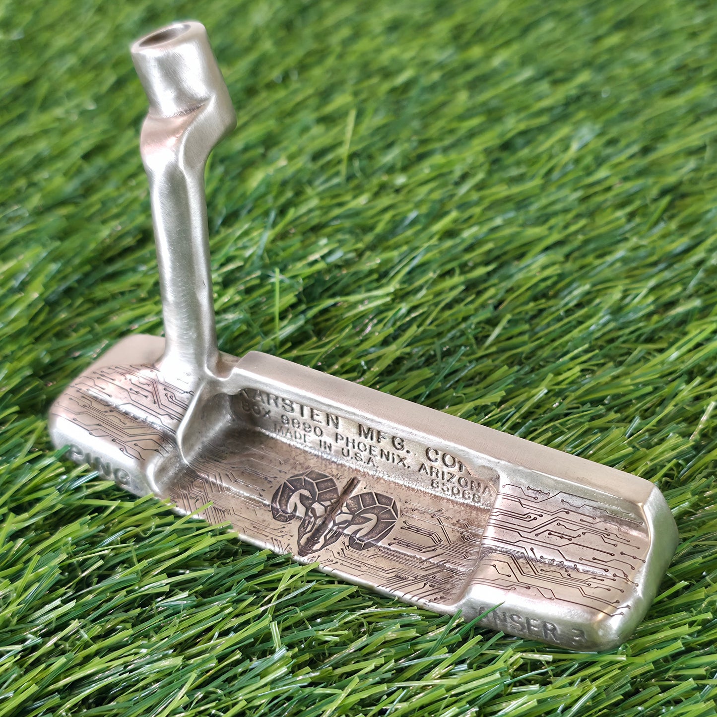 Custom Engraved Ping Anser 3 Golf Putter - Circuit Board & Ram Skull