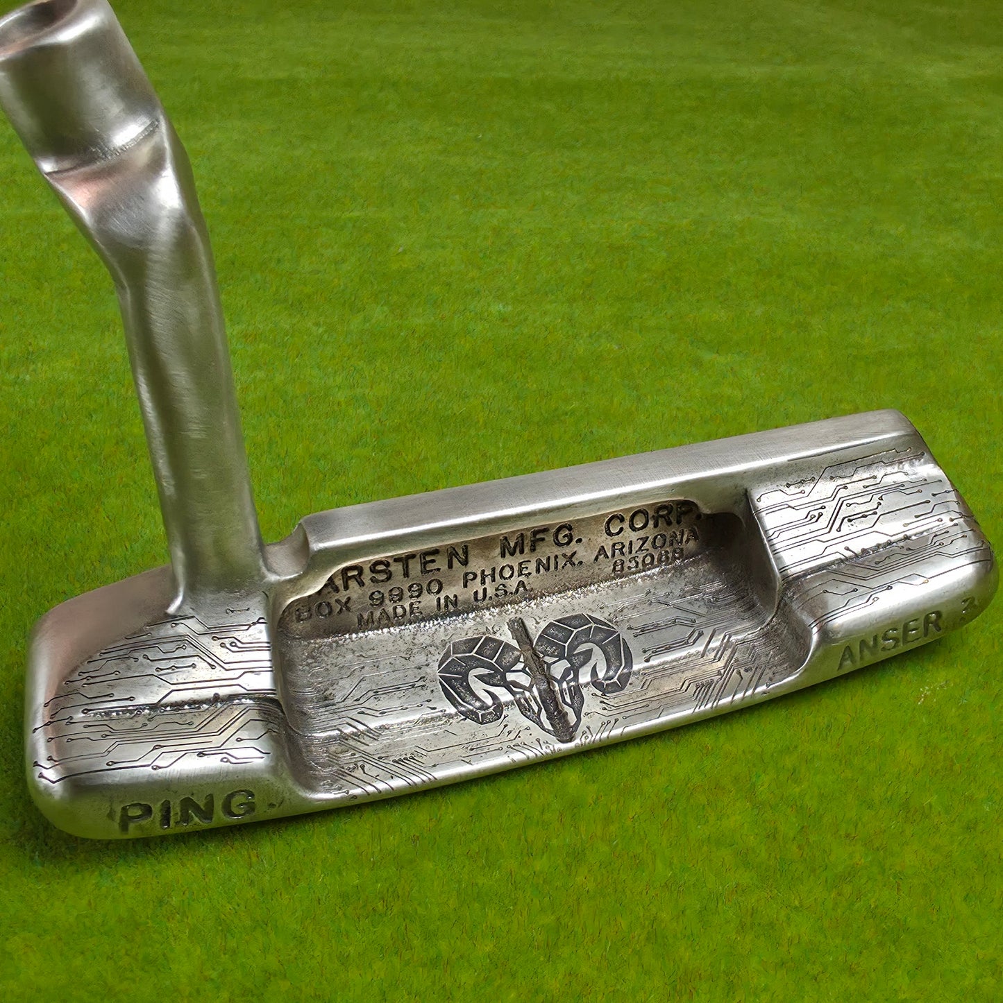 Custom Engraved Ping Anser 3 Golf Putter - Circuit Board & Ram Skull