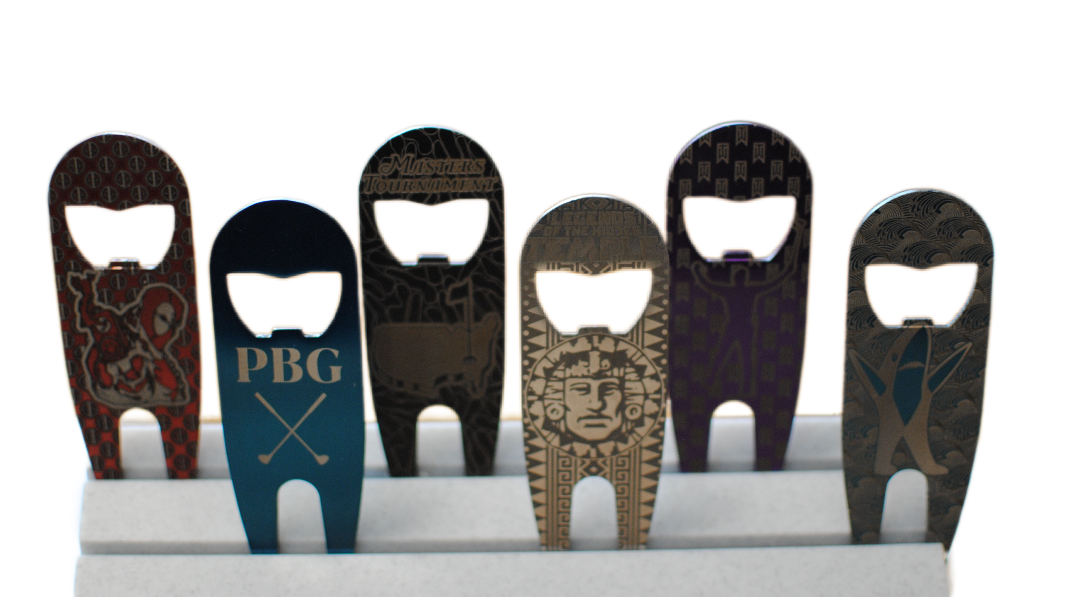 Custom Divot Tool with Bottle Opener; Avilable in Red, Black, Blue, Purple, Silver
