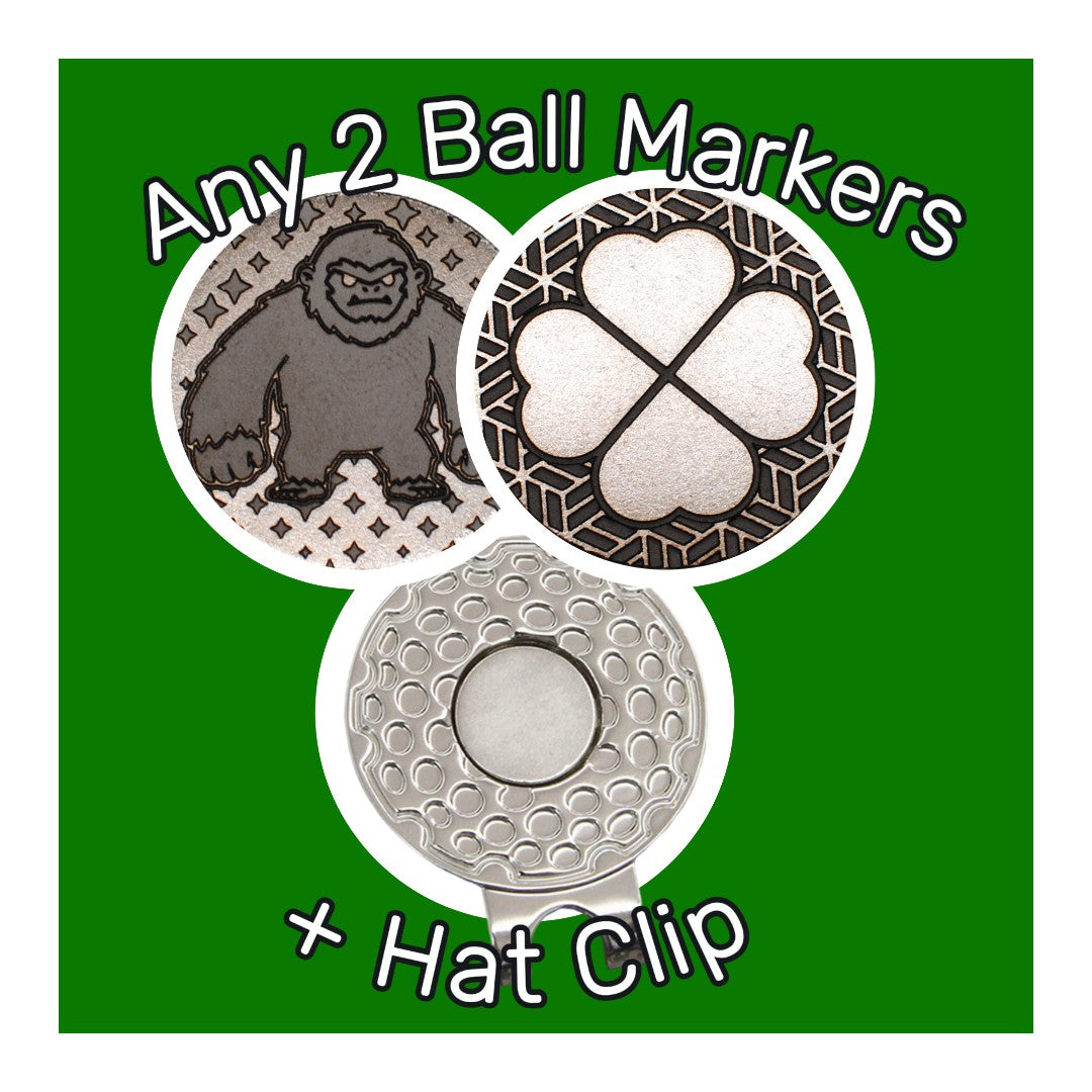Golf Ball Marker Set (2) and Hat Clip