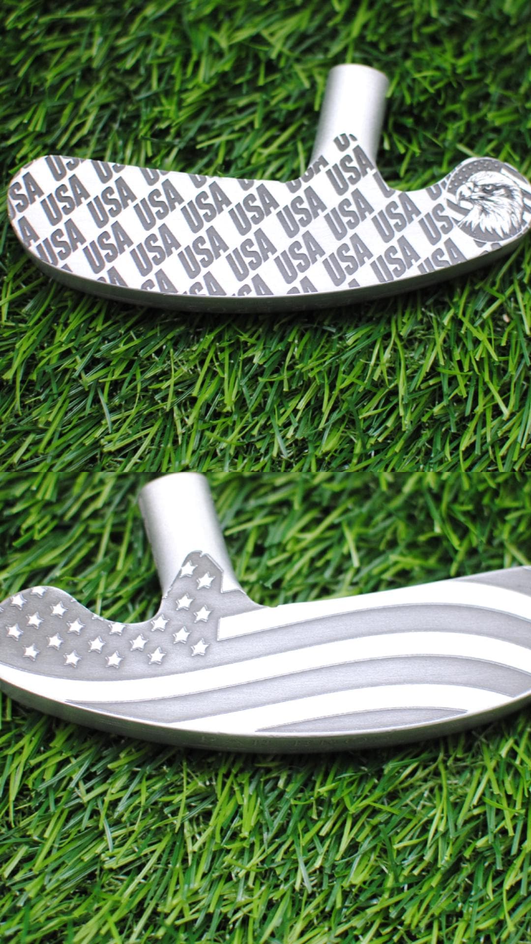 Engraved American Flag Golf Putter: Patriotic USA Eagle Design