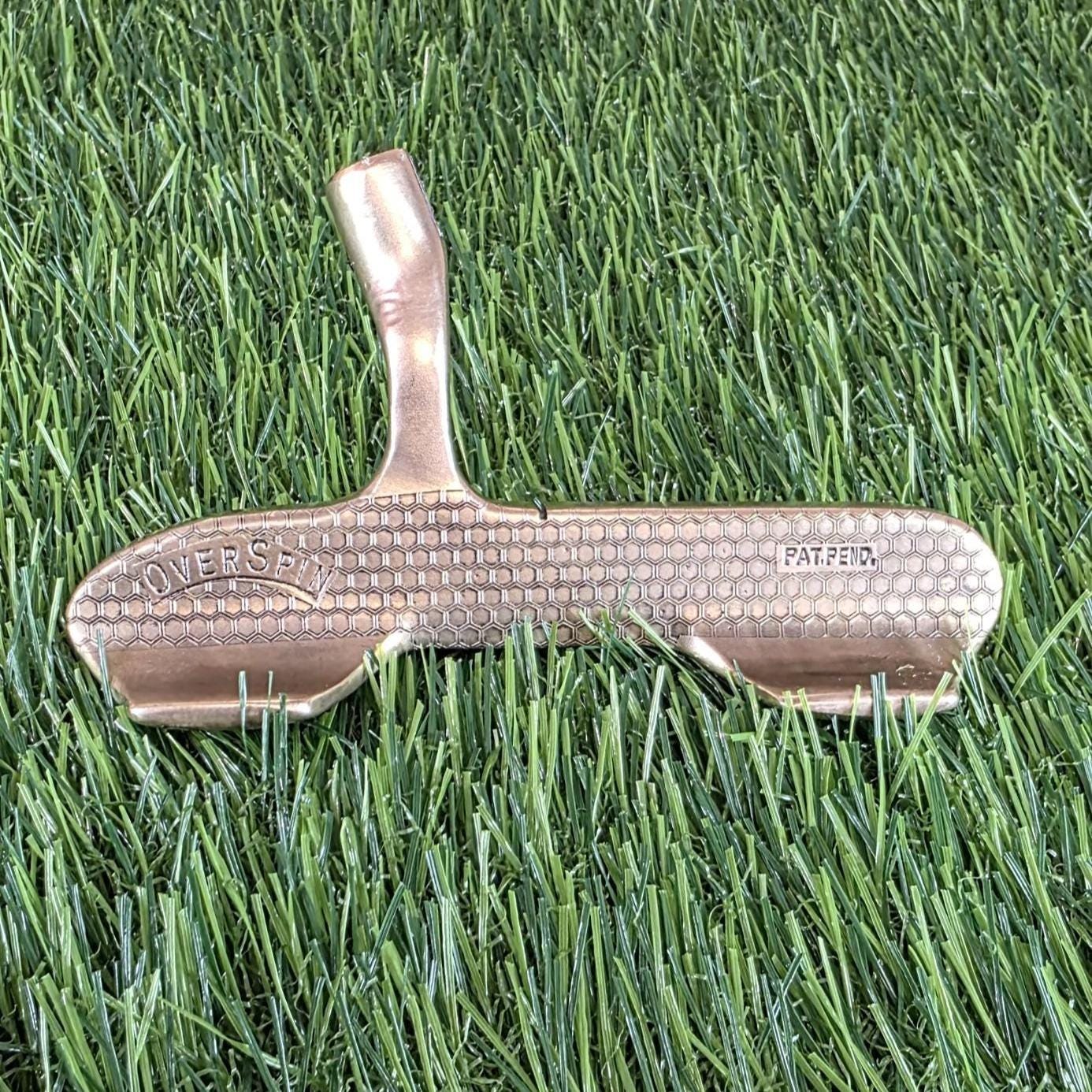 brass golf putter with full-face laser engraving
