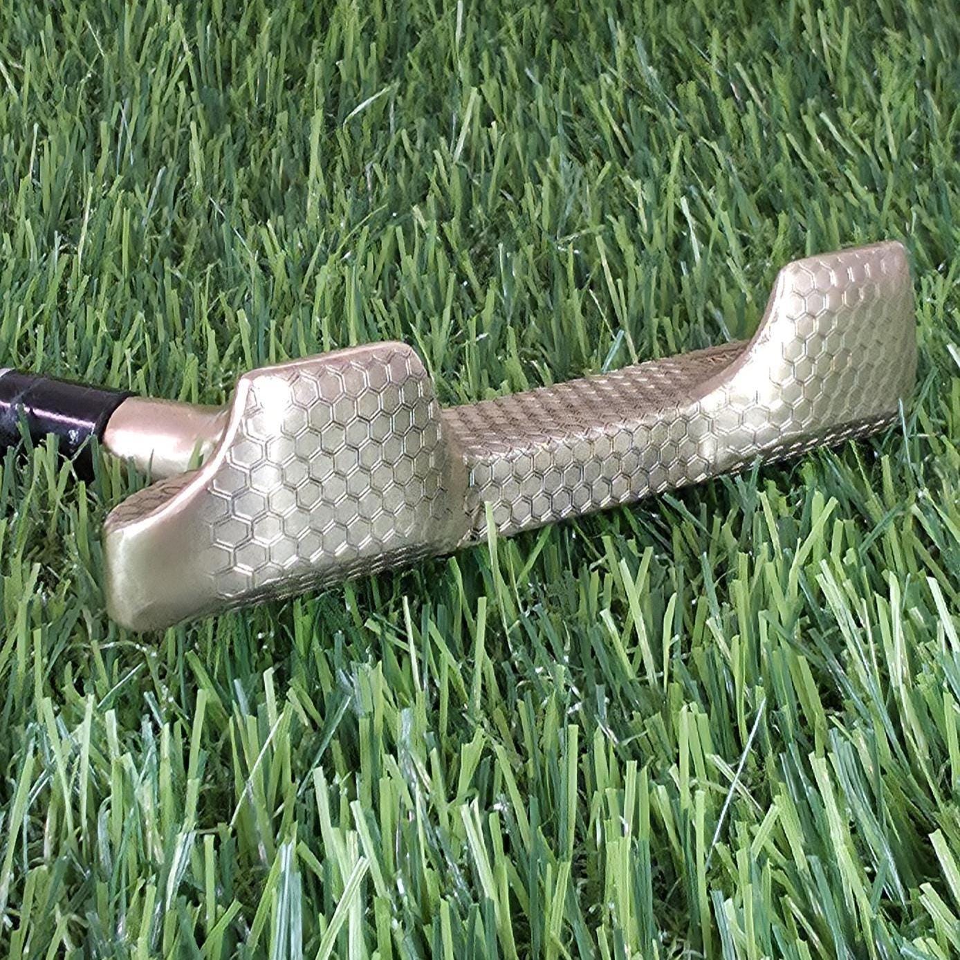 brass golf putter with full-face laser engraving