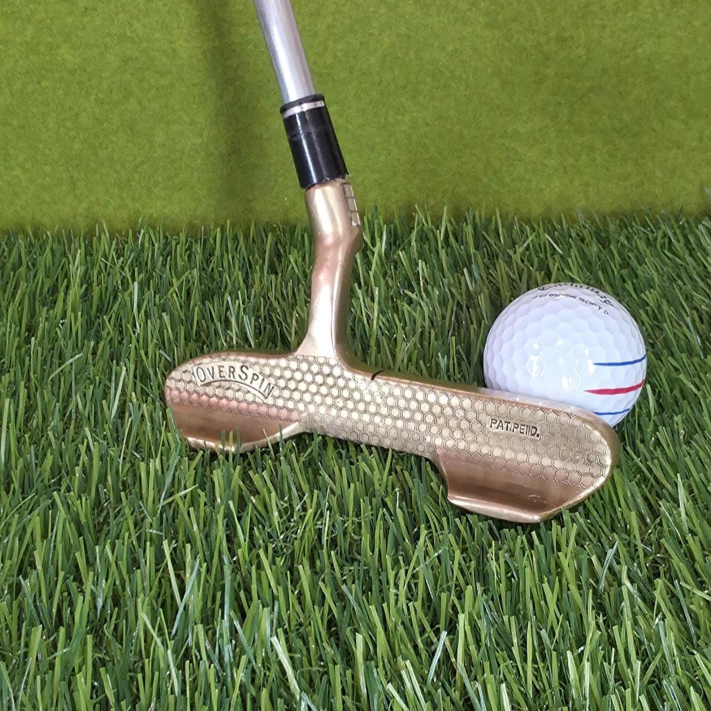 brass golf putter with full-face laser engraving