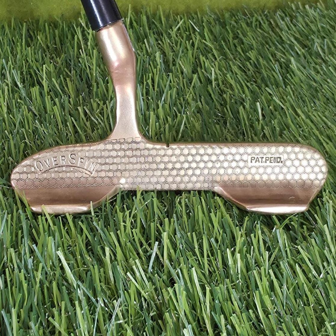 brass golf putter with full-face laser engraving