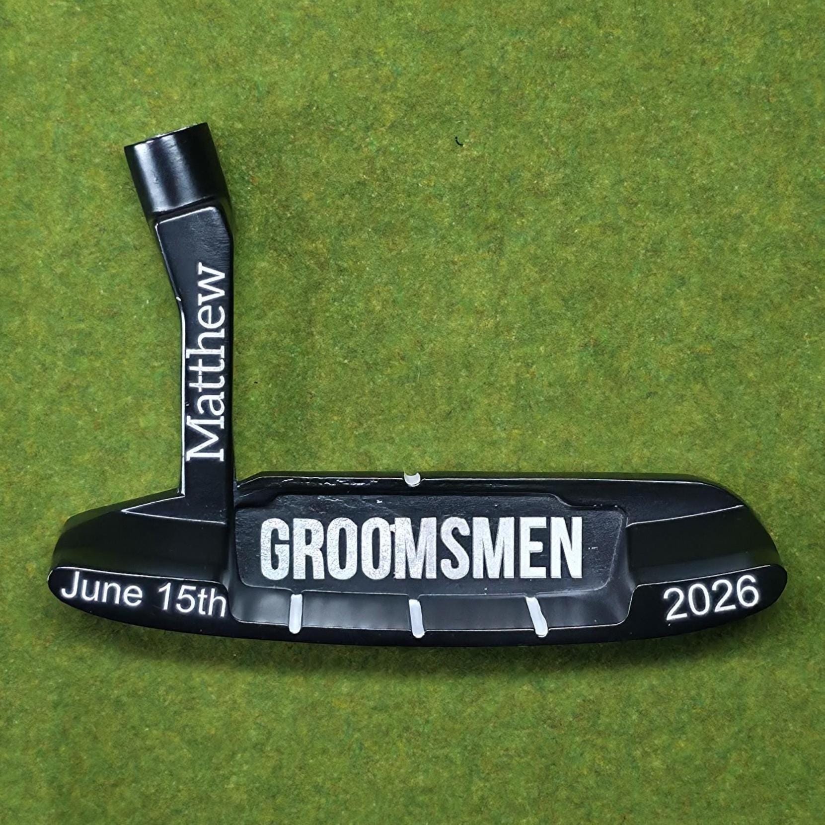 Personalized groomsmen and Best man golf gift box featuring a custom engraved putter with name and wedding date, premium sunglasses, metal divot tool, ball marker, and three golf balls. Perfect wedding party gift for golf-loving groomsmen, bachelor party favor, or last-minute wedding gift idea. All items are customizable except golf balls, with fast shipping available for urgent orders. Unique, practical, and memorable golf gift set for him.
