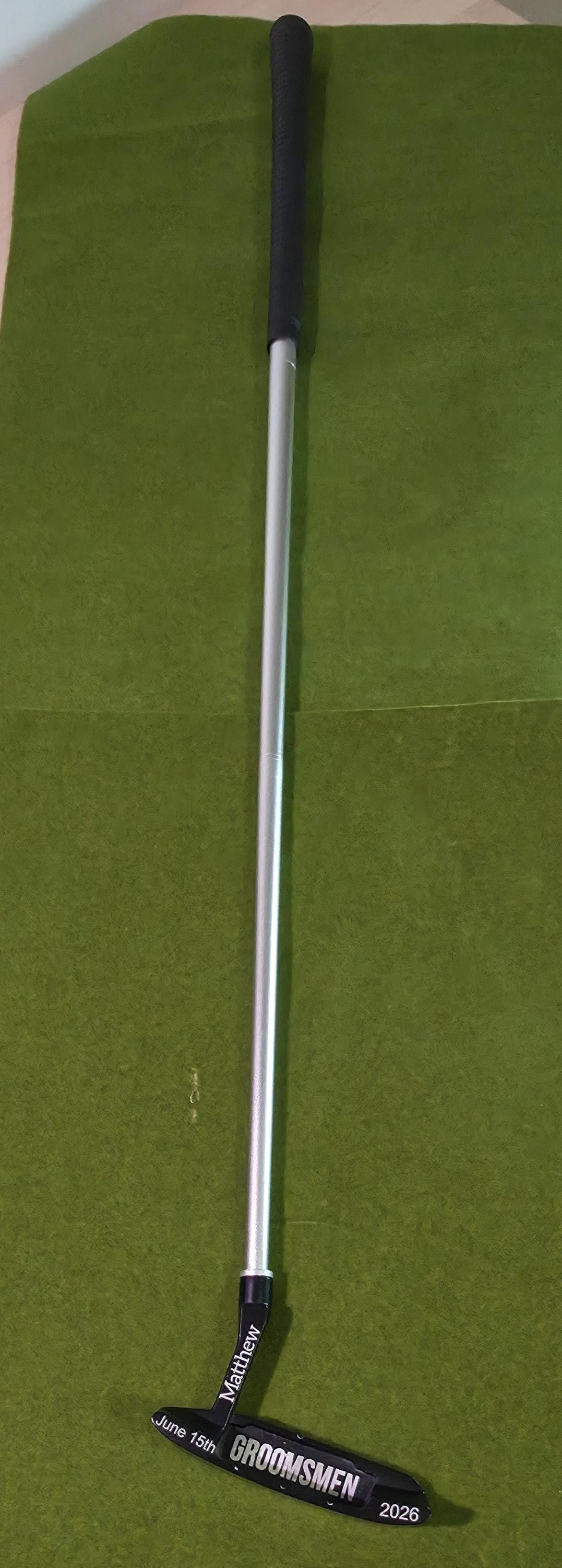 Personalized groomsmen and Best man golf gift box featuring a custom engraved putter with name and wedding date, premium sunglasses, metal divot tool, ball marker, and three golf balls. Perfect wedding party gift for golf-loving groomsmen, bachelor party favor, or last-minute wedding gift idea. All items are customizable except golf balls, with fast shipping available for urgent orders. Unique, practical, and memorable golf gift set for him.