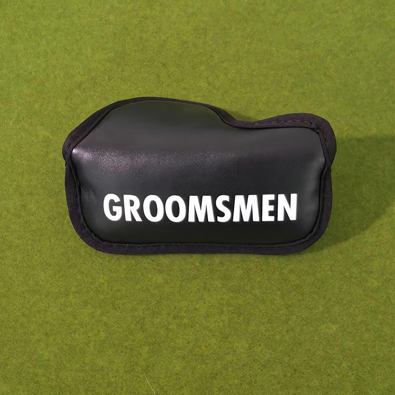 Personalized groomsmen and Best man golf gift box featuring a custom engraved putter with name and wedding date, premium sunglasses, metal divot tool, ball marker, and three golf balls. Perfect wedding party gift for golf-loving groomsmen, bachelor party favor, or last-minute wedding gift idea. All items are customizable except golf balls, with fast shipping available for urgent orders. Unique, practical, and memorable golf gift set for him.