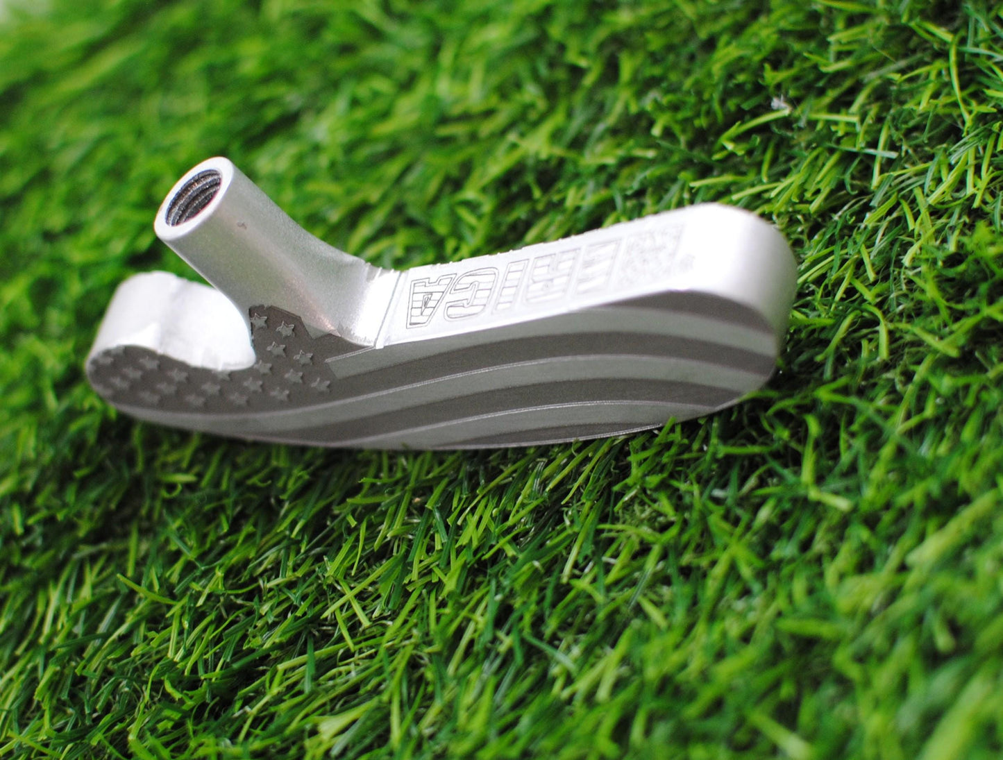 Custom engraved USA putter featuring American flag design on the back and “USA” pattern with a bald eagle on the face. Patriotic golf club perfect for players, collectors, and gift-giving. Unique laser engraved putter designed for performance and style. Ideal gift for Father’s Day, July 4th, Memorial Day, veterans, or military retirement. A one-of-a-kind patriotic golf accessory that combines precision craftsmanship with American pride. usa golf putter american flag putter engraved golf club USA
