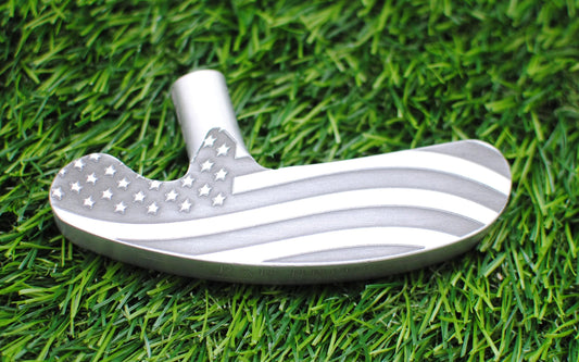 Custom engraved USA putter featuring American flag design on the back and “USA” pattern with a bald eagle on the face. Patriotic golf club perfect for players, collectors, and gift-giving. Unique laser engraved putter designed for performance and style. Ideal gift for Father’s Day, July 4th, Memorial Day, veterans, or military retirement. A one-of-a-kind patriotic golf accessory that combines precision craftsmanship with American pride. usa golf putter american flag putter engraved golf club USA