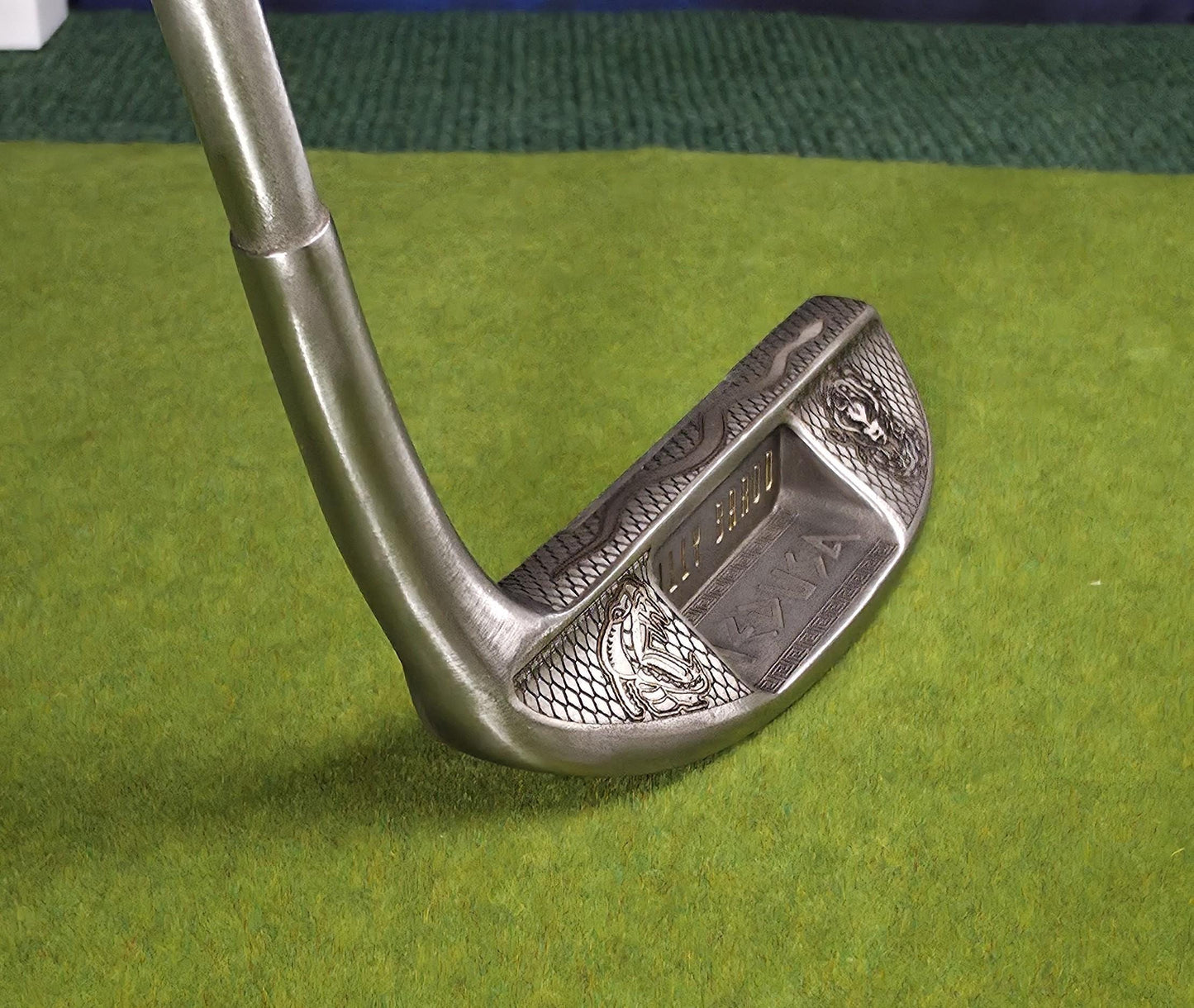 Medusa-inspired engraved Ray Cook Billy Baroo putter with serpent scales, snake engraving, and detailed Medusa face design. Unique mythology-themed golf club that can be played or displayed as a collector’s piece. Custom laser engraved putter ideal for golf enthusiasts, mythology fans, and collectors. Perfect gift for Father’s Day, groomsmen, birthdays, or golf lovers who want a one-of-a-kind club with both style and attitude. medusa golf putter ray cook billy baroo engraved golf putter