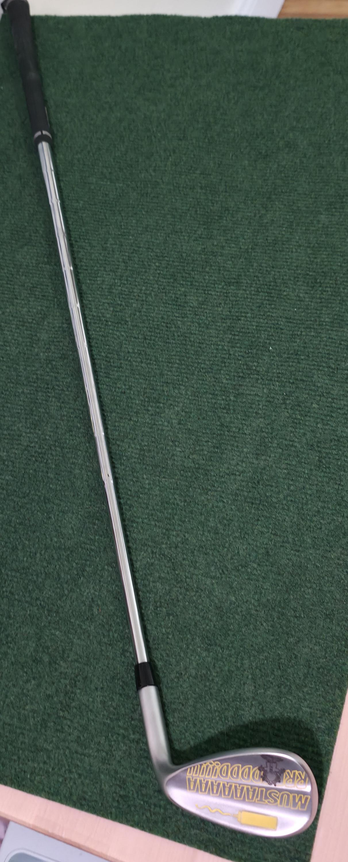 Custom “Mustard” engraved 56-degree golf wedge featuring yellow laser engraving with a mustard bottle and bold “MUSTAAAARRRDD!!!” text. Funny personalized golf club for golfers, collectors, and gift giving. Perfect for Father’s Day, birthdays, or groomsmen. Durable steel wedge designed for both play and laughs, combining humor, performance, and unique custom engraving that stands out on the course.