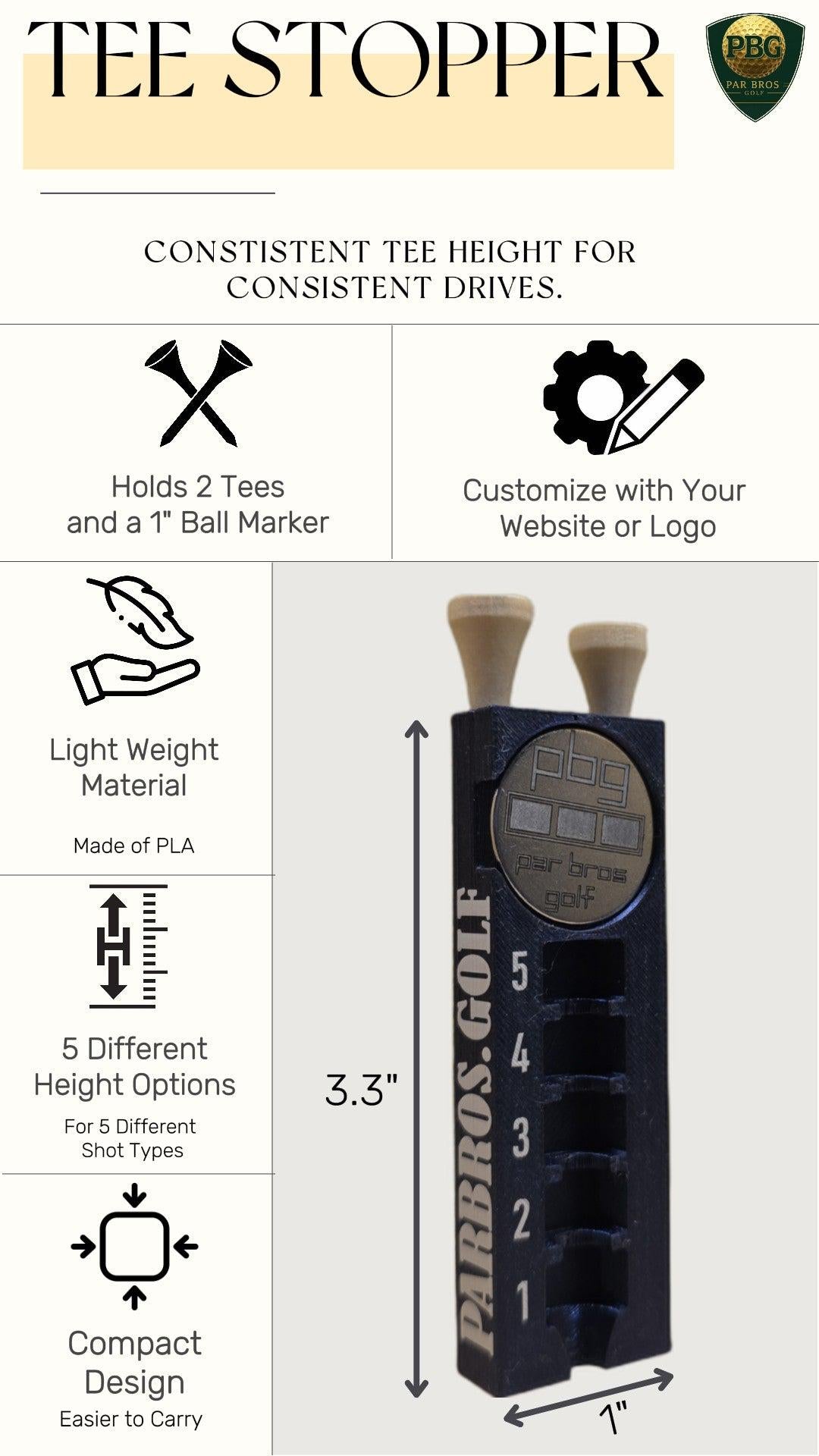 Tee Stopper with Ball Markers; Set of 2