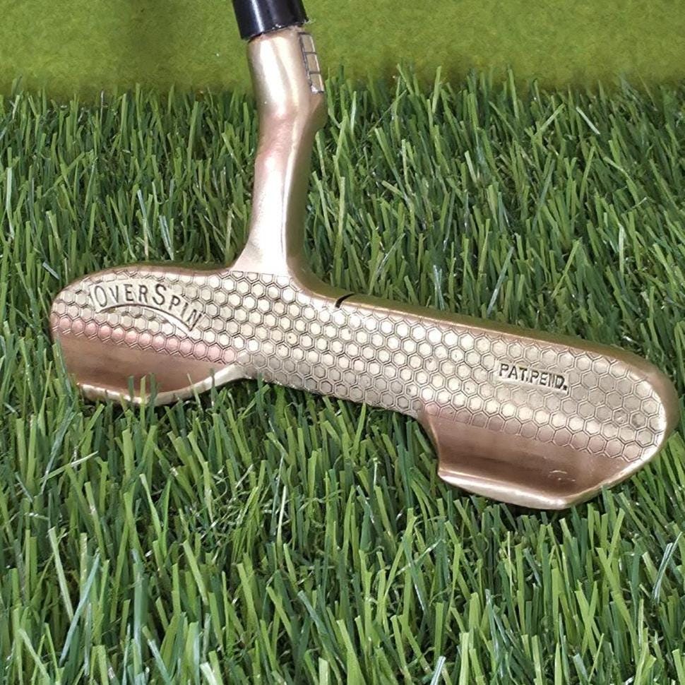 brass golf putter with full-face laser engraving