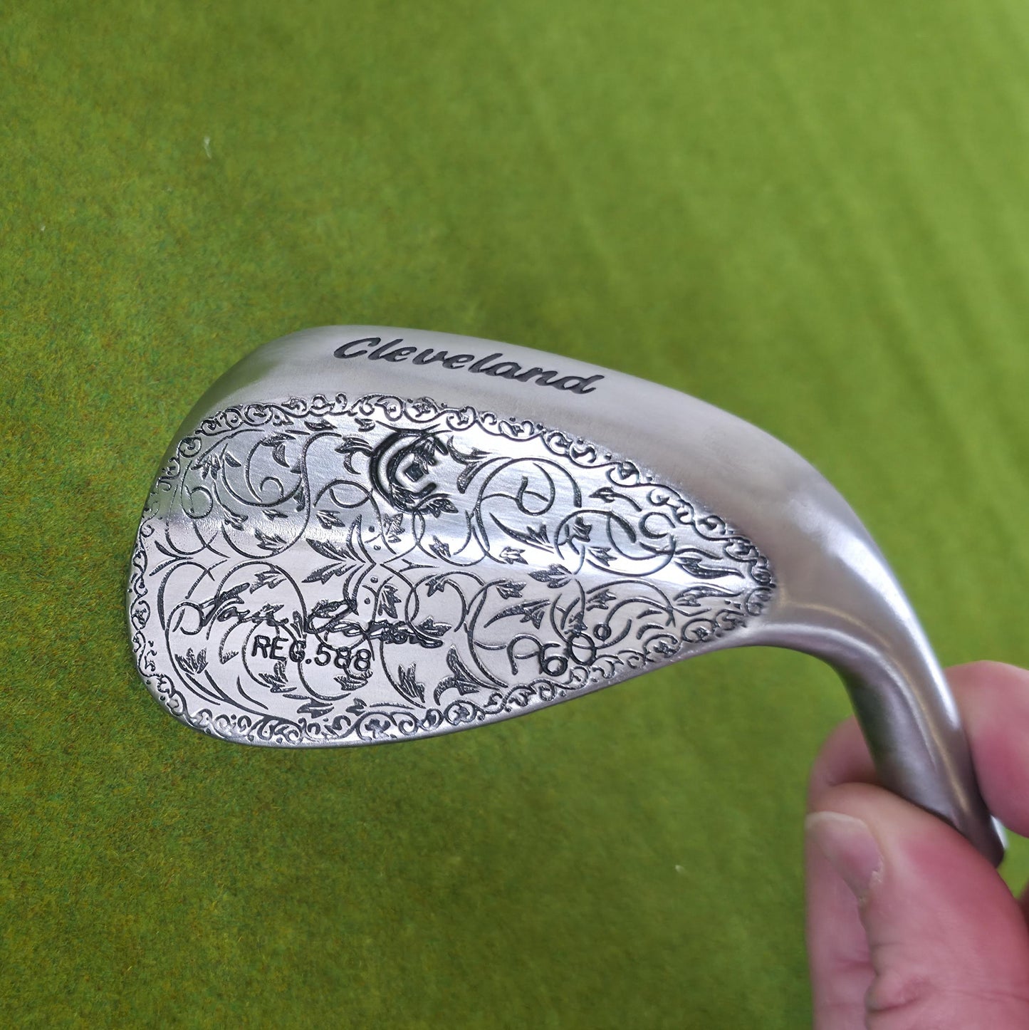 Custom Engraved Cleveland Golf Wedge | 60 Degree Lob Wedge | Floral Scrollwork Design