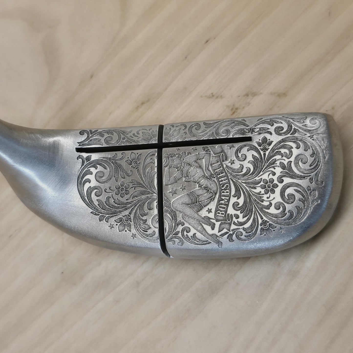 Custom Engraved Ben Hogan Vintage Blade Putter Bombshell Pin-Up Scrollwork Golf Gift