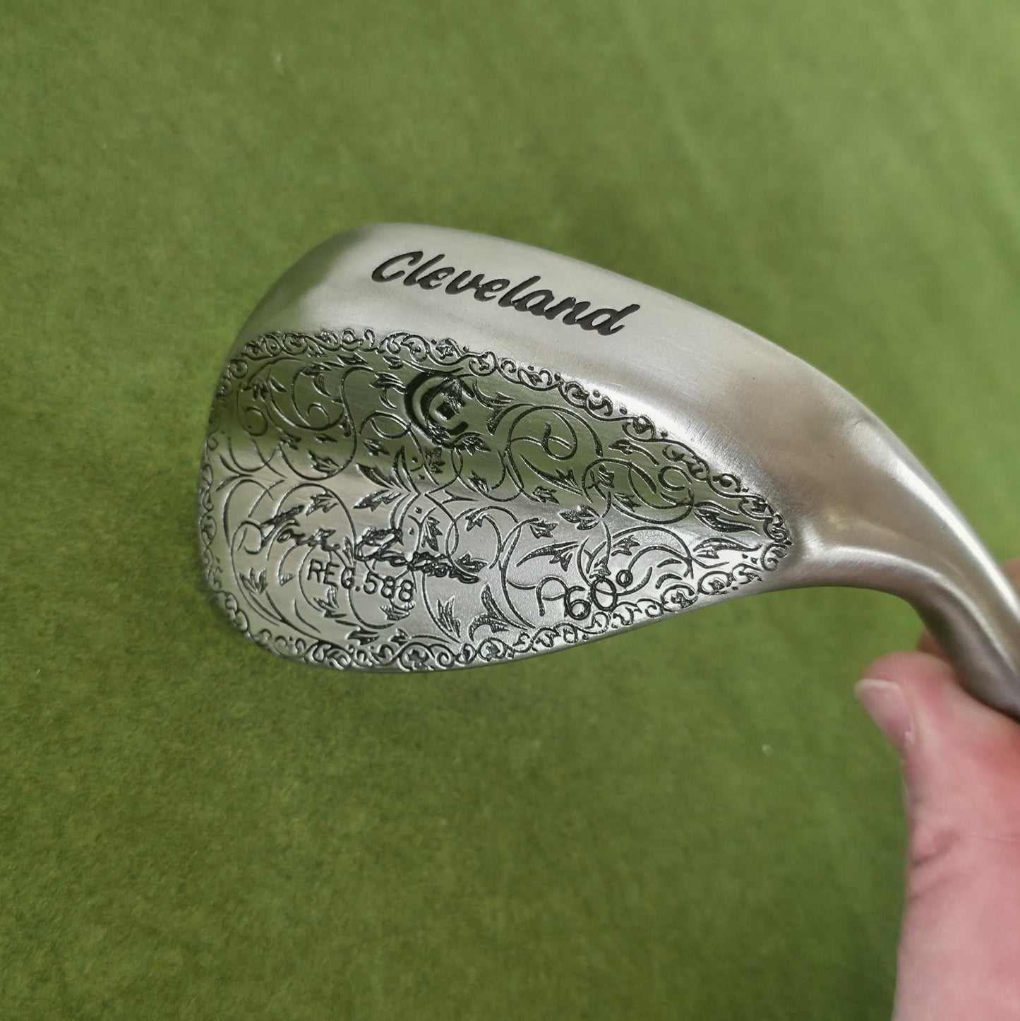 Custom Engraved Cleveland Golf Wedge | 60 Degree Lob Wedge | Floral Scrollwork Design