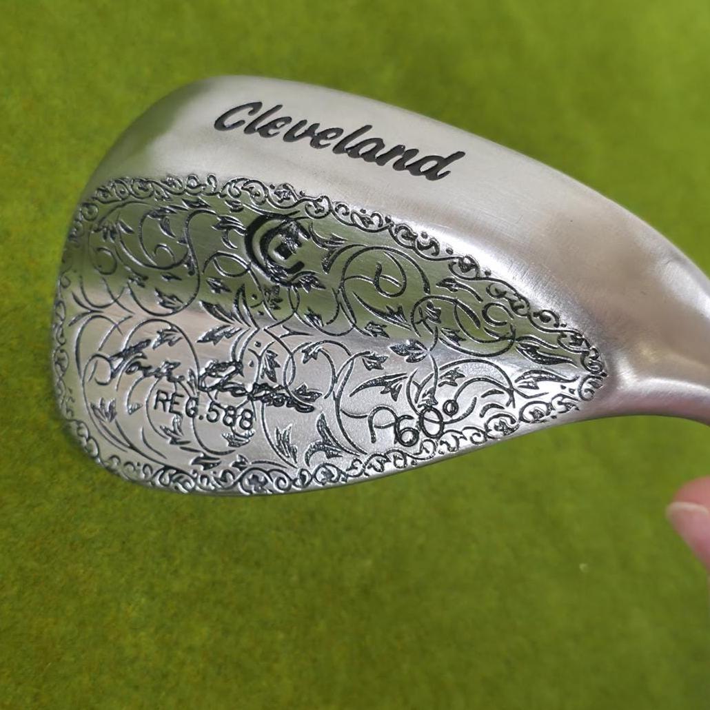 Custom Engraved Cleveland Golf Wedge | 60 Degree Lob Wedge | Floral Scrollwork Design