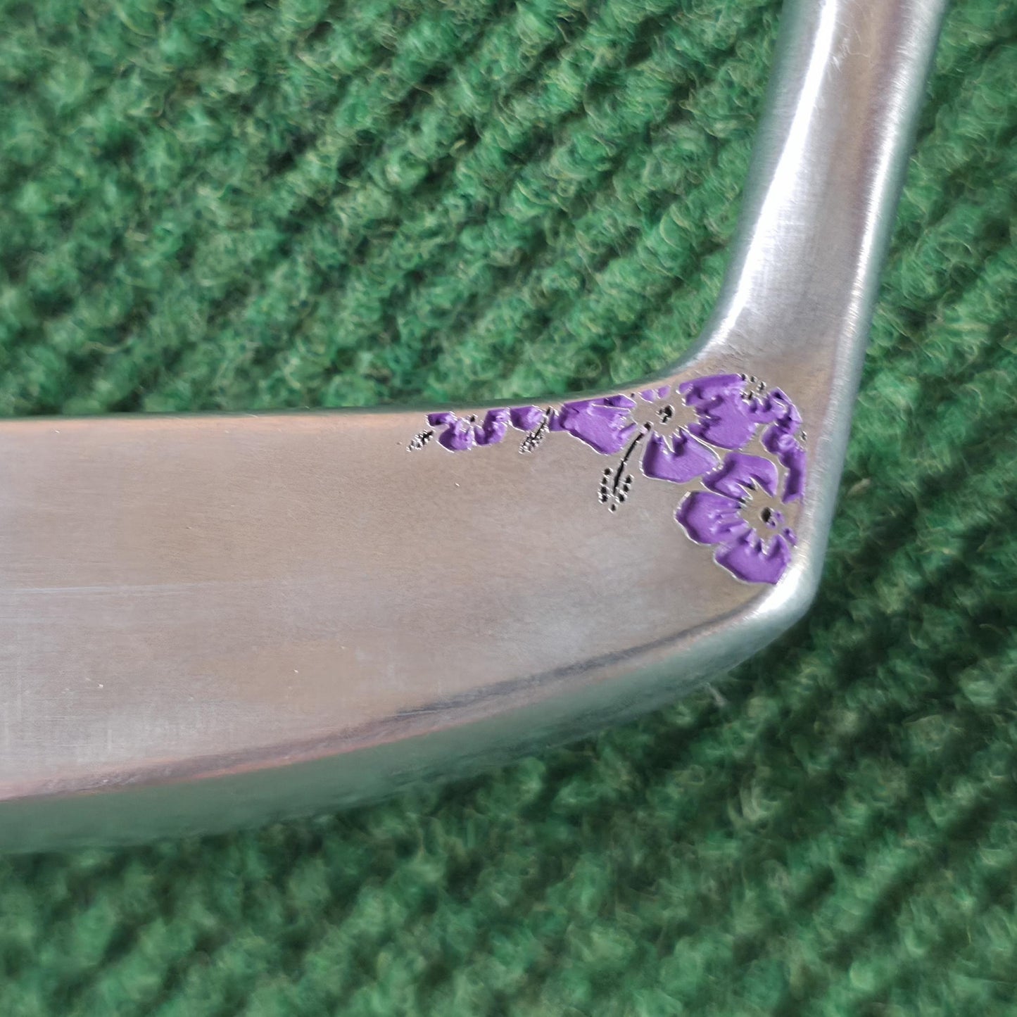 Custom Engraved Floral Golf Putter Head, Purple Hibiscus Blade Golf Gift