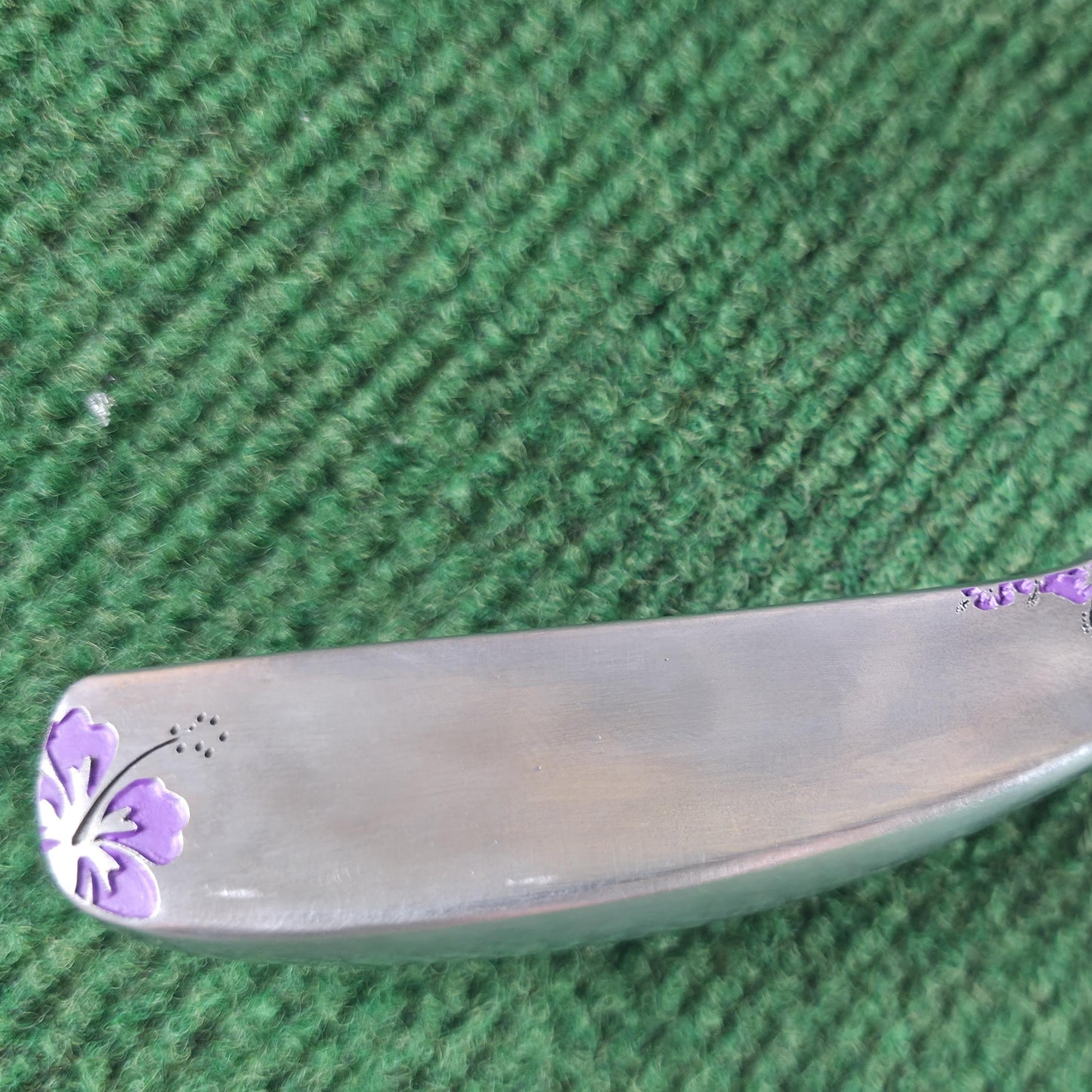 Custom Engraved Floral Golf Putter Head, Purple Hibiscus Blade Golf Gift