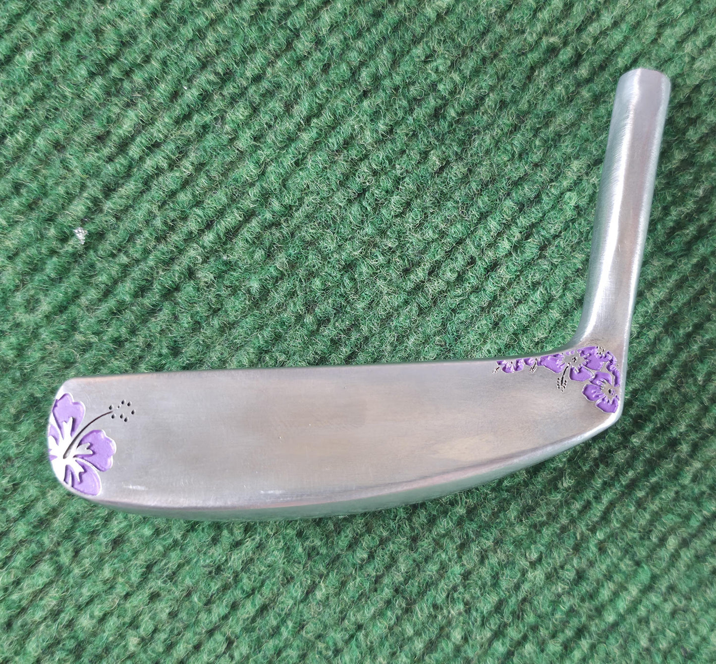 Custom Engraved Floral Golf Putter Head, Purple Hibiscus Blade Golf Gift