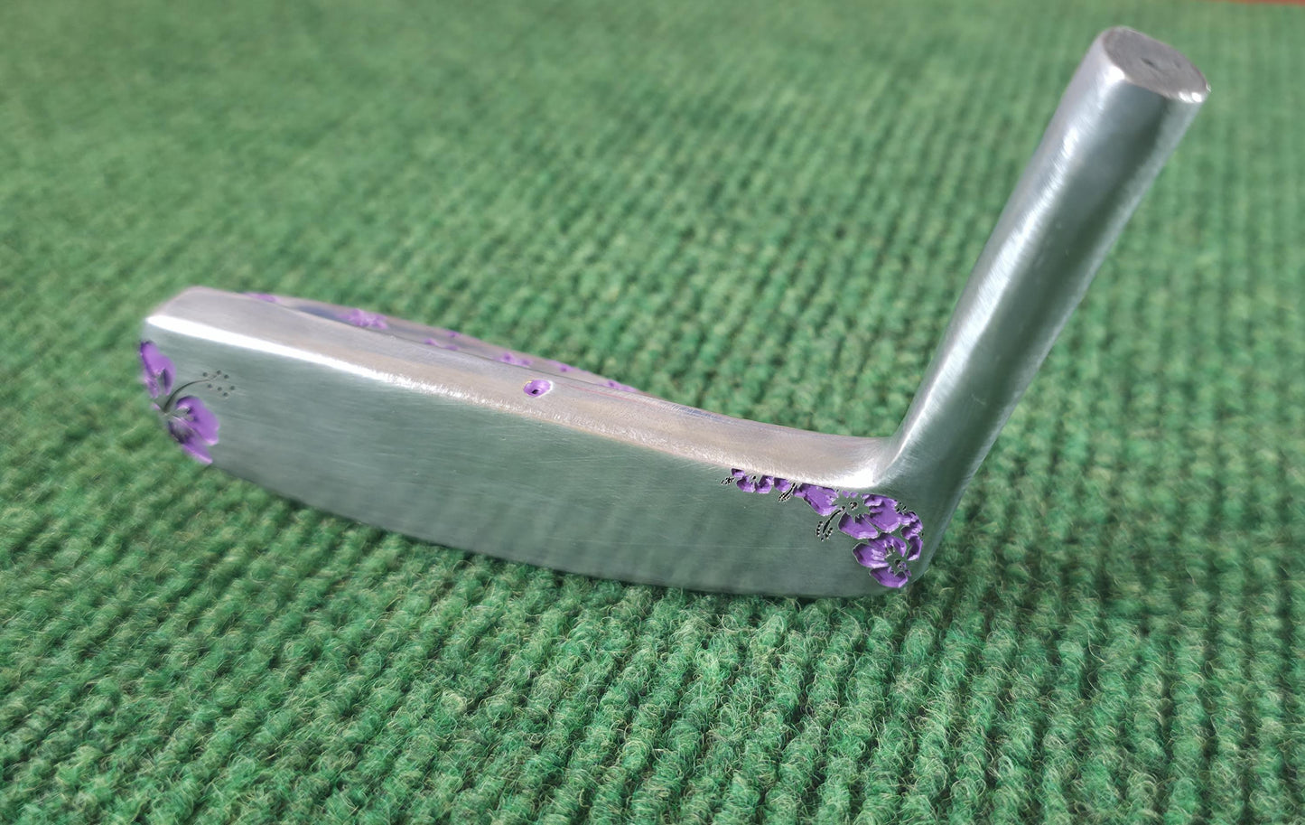 Custom Engraved Floral Golf Putter Head, Purple Hibiscus Blade Golf Gift