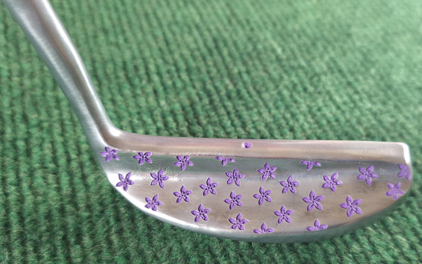 Custom Engraved Floral Golf Putter Head, Purple Hibiscus Blade Golf Gift
