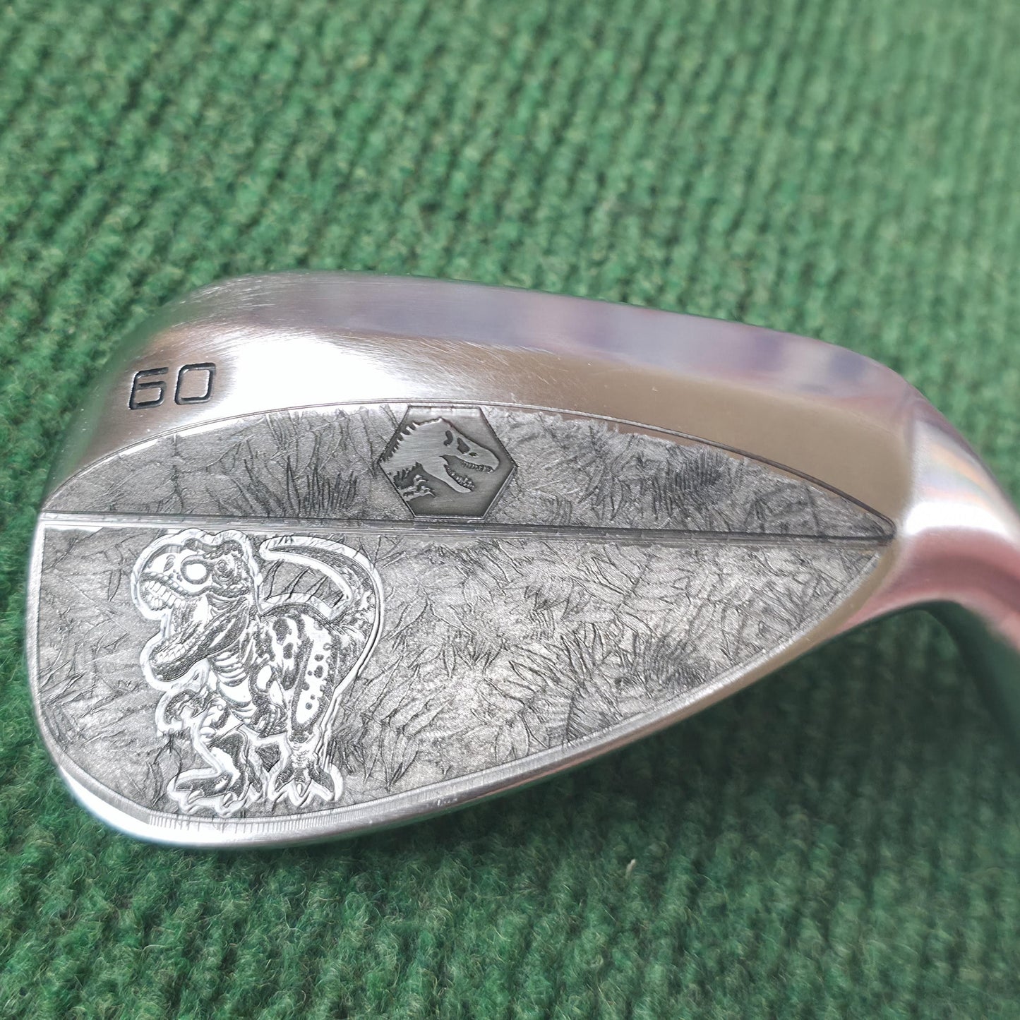 Custom Hand-Engraved 60 Degree Dinosaur Golf Wedge, Jurassic T-Rex Golf Gift