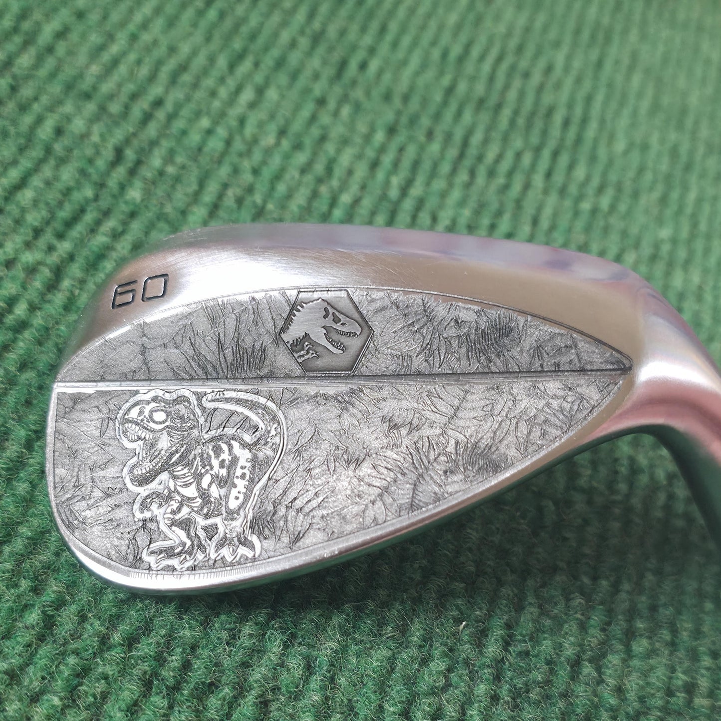 Custom Hand-Engraved 60 Degree Dinosaur Golf Wedge, Jurassic T-Rex Golf Gift