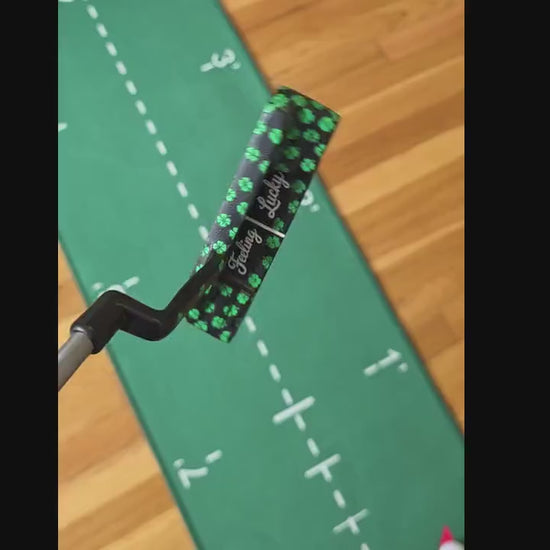 Feeling Lucky Putter Head: Black Finish with Green Shamrocks RH