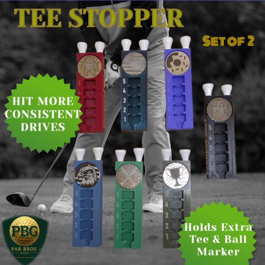 Tee Stopper with Ball Marker Holder; Set of 2